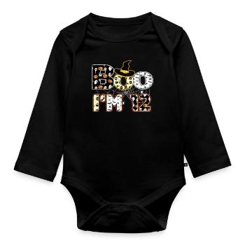 Halloween Pattern Spider Creatures Birth Age 12 - Organic Longsleeve Baby Bodysuit - black - Front