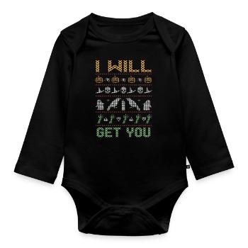 Stitch Pattern Horror Get You Halloween - Organic Longsleeve Baby Bodysuit - black - Front