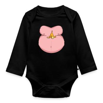 Drôle de costume de banane de singe animal pour Halloween - Body Bébé bio manches longues - noir - Devant