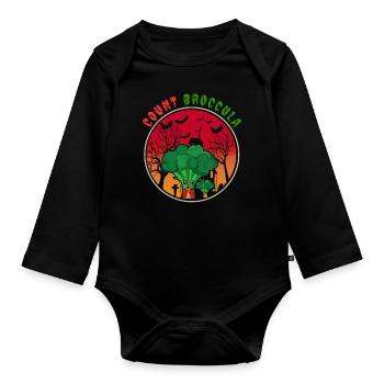 Creepy Broccoli Vampire Horror Scary Halloween - Organic Longsleeve Baby Bodysuit - black - Front