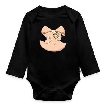 Funny Animal Banana Monkey Costume For Halloween - Organic Longsleeve Baby Bodysuit - black - Front