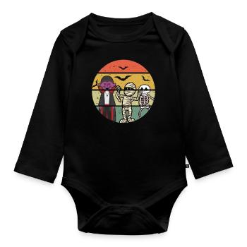 Vintage Vampire Skeleton Horror Scary Halloween - Baby Bio-Langarm-Body - Schwarz - Vorne