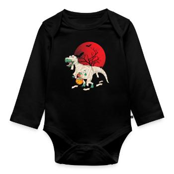 Dinosaur Horror Scary Halloween - Organic Longsleeve Baby Bodysuit - black - Front