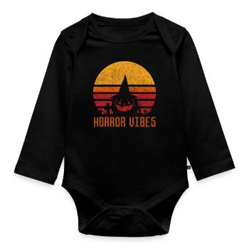 Horror Vibes Retro Vintage Pumpkin Halloween - Organic Longsleeve Baby Bodysuit - black - Front