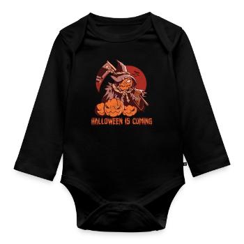 Horror Scythe Witch Pumpkin Coming Halloween - Organic Longsleeve Baby Bodysuit - black - Front