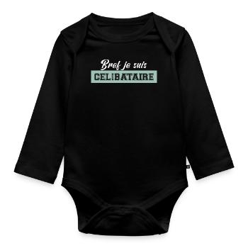 je suis célibataire. t shirt pour célibataire - Body Bébé bio manches longues - noir - Devant