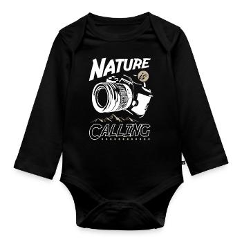La nature appelle la photographie - Body Bébé bio manches longues - noir - Devant