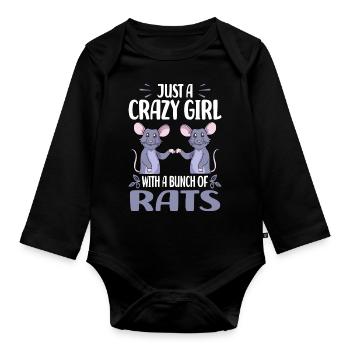 Rat sayings | Domestic Rat Rodents Gift Ideas - Organic Longsleeve Baby Bodysuit - black - Front