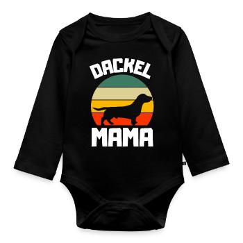 Chiens Maman Propriétaire de chien Cadeau de fête des mères Teckel - Body Bébé bio manches longues - noir - Devant