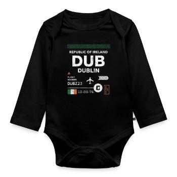 Étiquette d’aéroport de Dublin - Body Bébé bio manches longues - noir - Devant