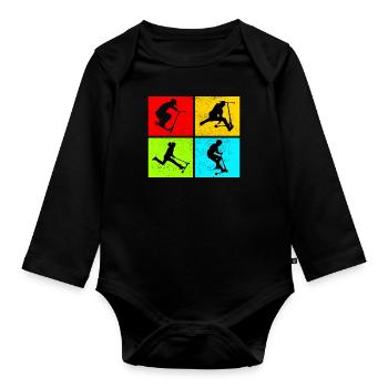 Stunt Scooter Freestyle Scootering Riding - Organic Longsleeve Baby Bodysuit - black - Front