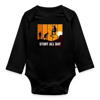 Stunt Scooter Freestyle Scootering Riding - Organic Longsleeve Baby Bodysuit - black - Front
