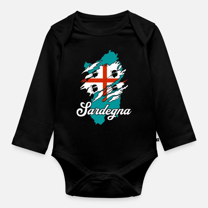 Sardinien Insel - Baby Bio-Langarm-Body - Schwarz