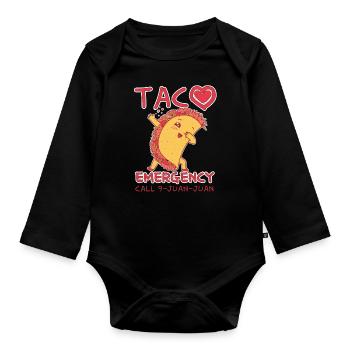 Cute Kawaii Heart Dab Dabbing Taco Call - Organic Longsleeve Baby Bodysuit - black - Front