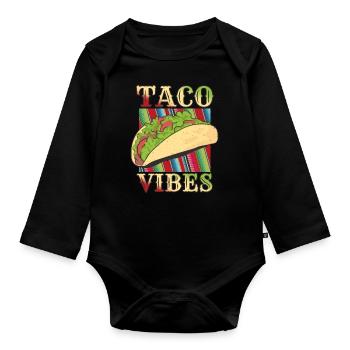 Retro Vintage Mexican Food Taco Vibes - Baby Bio-Langarm-Body - Schwarz - Vorne