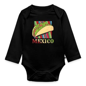 Retro Vintage Mexican Food Mexico Taco - Baby Bio-Langarm-Body - Schwarz - Vorne