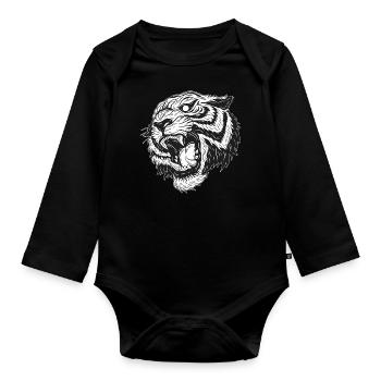 Skull Skull Horror Skeleton Halloween Tiger - Organic Longsleeve Baby Bodysuit - black - Front