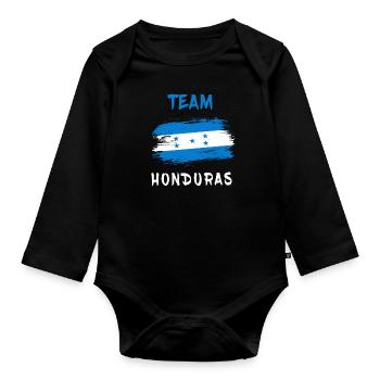 Honduras team flag design - Organic Longsleeve Baby Bodysuit - black - Front