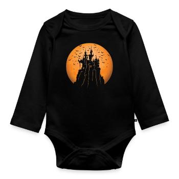 Creepy Castle & Spooky Moon Halloween Costume Cadeau - Body Bébé bio manches longues - noir - Devant