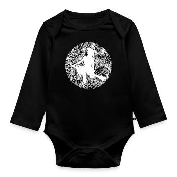 Spooky Spider Web Witchcraft Broomstick Halloween - Organic Longsleeve Baby Bodysuit - black - Front