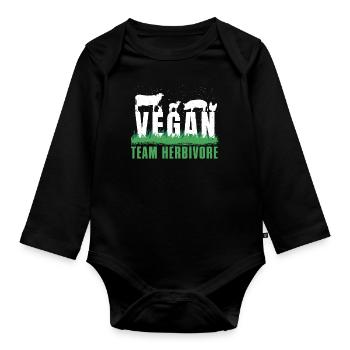 Herbivore Farm Animals Vegetable Vegetarian Vegan - Baby Bio-Langarm-Body - Schwarz - Vorne