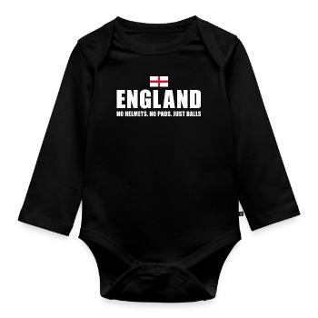Pas de casques pas de coussinets juste des ballons Angleterre Rugby - Body Bébé bio manches longues - noir - Devant