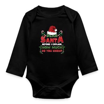December Santa Explain Love Christmas - Baby Bio-Langarm-Body - Schwarz - Vorne