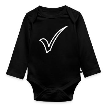 Hook Emoji Sketch Drawing White - Organic Longsleeve Baby Bodysuit - black - Front