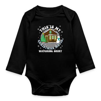 December Christmas Movie Watching Love Christmas - Organic Longsleeve Baby Bodysuit - black - Front