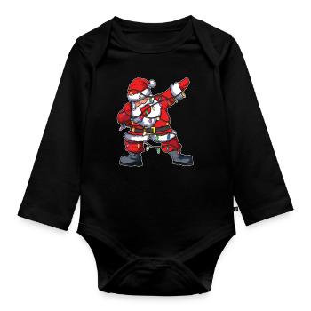 Décembre Noël Dab Dabbing Père Noël Noël - Body Bébé bio manches longues - noir - Devant