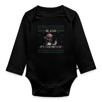 December Happy Birth Go Jesus Ugly Christmas Day - Baby Bio-Langarm-Body - Schwarz - Vorne