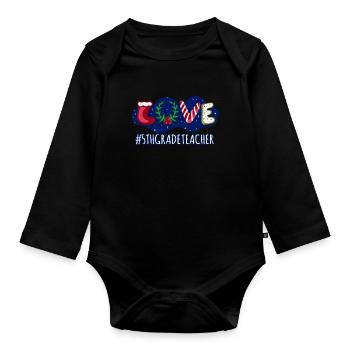 Love Christmas Fifth Grade Teacher Student - Organic Longsleeve Baby Bodysuit - black - Front