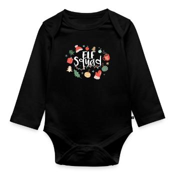 December Elf Squad Holiday Love Christmas - Organic Longsleeve Baby Bodysuit - black - Front