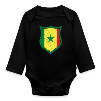 Senegal - Organic Longsleeve Baby Bodysuit - black - Front