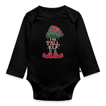 Elf Tall December Love Elf Christmas - Baby Bio-Langarm-Body - Schwarz - Vorne