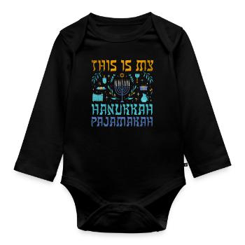 Le juif de Noël juif est mon modèle de Hanoukka - Body Bébé bio manches longues - noir - Devant