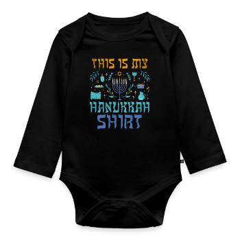 Juif de Noël juif Ce modèle de Hanoukka - Body Bébé bio manches longues - noir - Devant