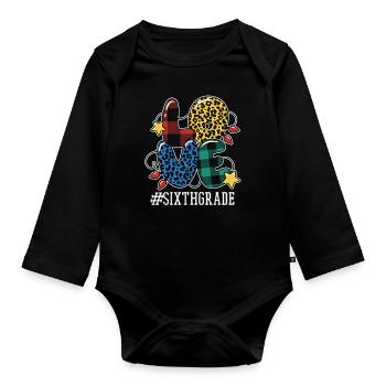 Lehrerin der sechsten Klasse liebt Weihnachten - Baby Bio-Langarm-Body - Schwarz - Vorne