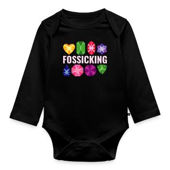 Geologie des Gesteinssammelns Steinhund Fossicking - Baby Bio-Langarm-Body - Schwarz - Vorne