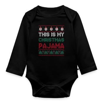 Santa Ugly Dezember Feiertag Hässliche Weihnachten - Baby Bio-Langarm-Body - Schwarz - Vorne