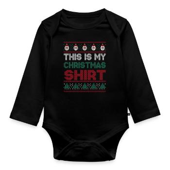 Santa Ugly Dezember Feiertag Hässlich Das mein Weihnachten - Baby Bio-Langarm-Body - Schwarz - Vorne
