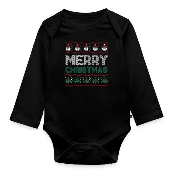 Santa Merry Dezember Feiertag Hässliche Weihnachten - Baby Bio-Langarm-Body - Schwarz - Vorne