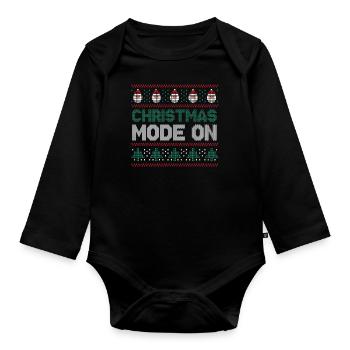 Santa Happy December Modus an hässlichen Weihnachten - Baby Bio-Langarm-Body - Schwarz - Vorne