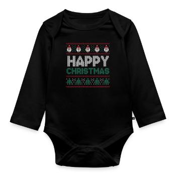 Santa Happy December Holiday Hässliche Weihnachten - Baby Bio-Langarm-Body - Schwarz - Vorne
