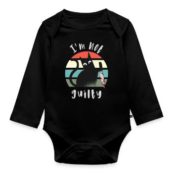 Je suis innocent, chat avec couteau - Body Bébé bio manches longues - noir - Devant