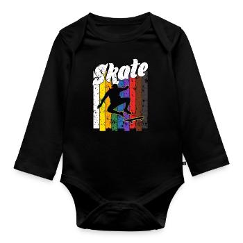 Skateboard Freestyle - Body Bébé bio manches longues - noir - Devant