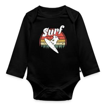Surfing - Organic Longsleeve Baby Bodysuit - black - Front