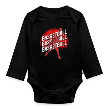Basketballspieler - Basketball - BBall - Basketball - Baby Bio-Langarm-Body - Schwarz - Vorne