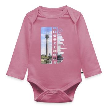Dusseldorf Germany City Skyline Home Love - Organic Longsleeve Baby Bodysuit - mauve - Front