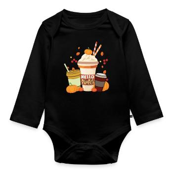 Spice Pumpkin Drink Thanksgiving Season Autumn - Organic Longsleeve Baby Bodysuit - black - Front